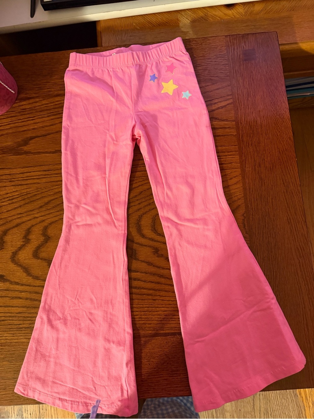 Girls Pink Star Flare Leggings